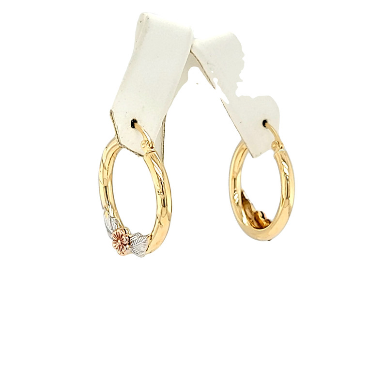14K Tricolor Gold Flower Hoop Earrings 40003050 | Shin Brothers*