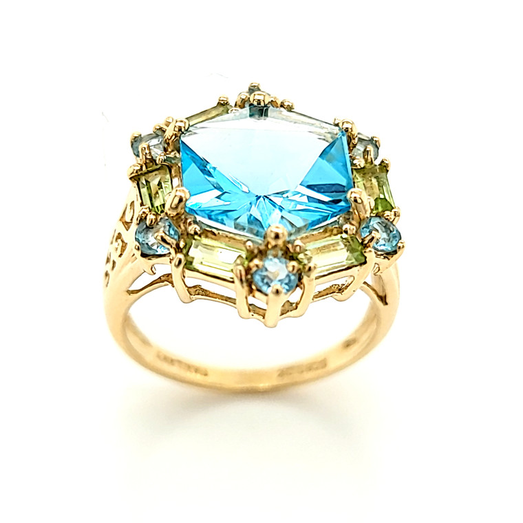 10K Yellow Gold Blue Topaz Cubic Zirconia Ring 19000261 | Shin Brothers*