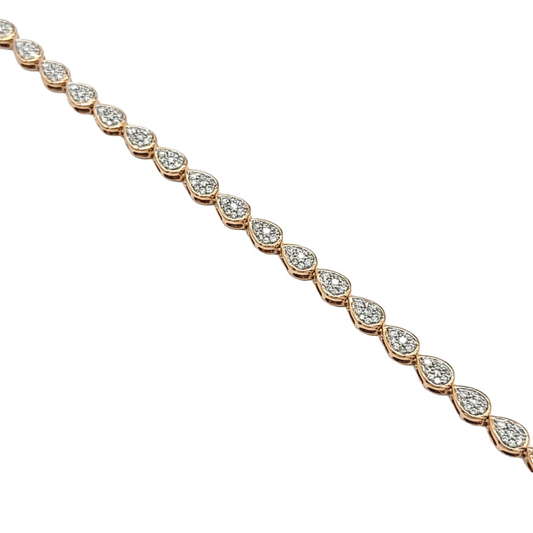 14K Pink Gold Pavé Pear Shape Diamond Link Bracelet | Shin Brothers*