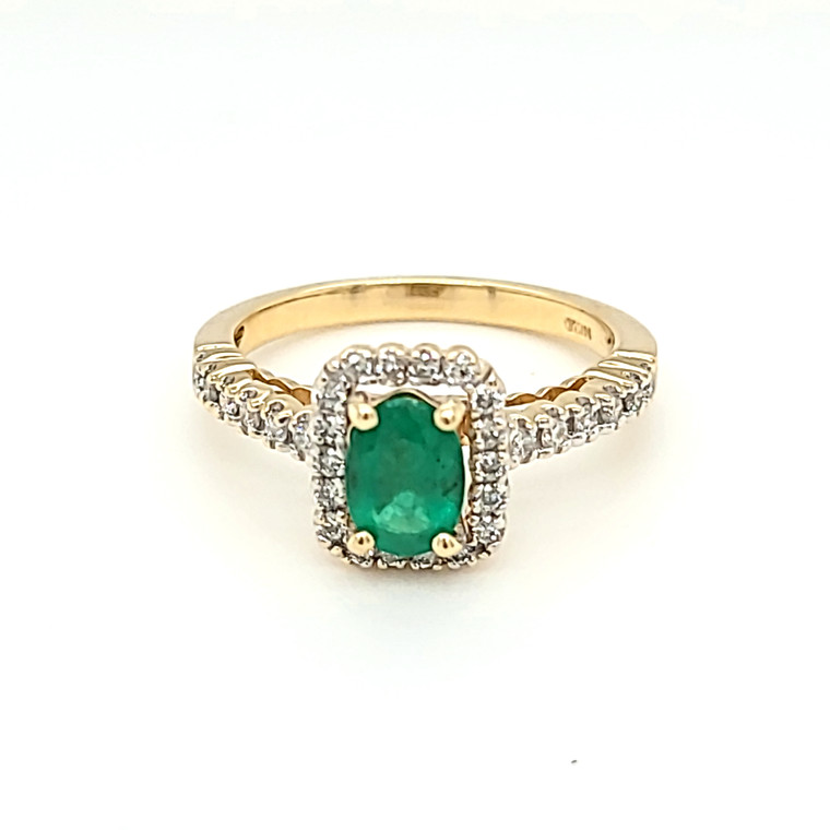 14K Yellow Gold Emerald Diamond Ring 12003035 | Shin Brothers* 