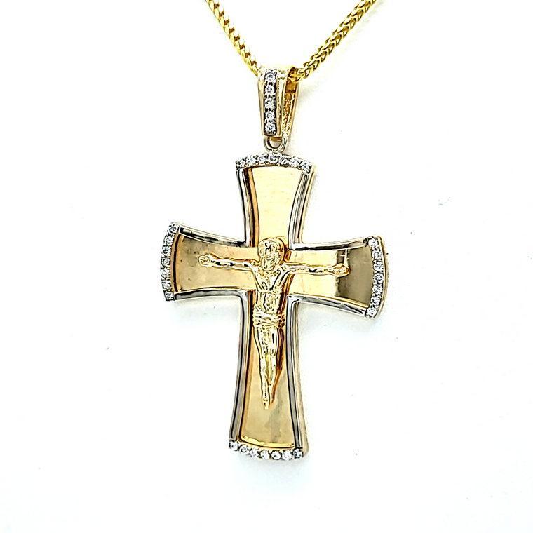 14K Yellow Gold Diamond Crucifix Pendant 51002153 | Shin Brothers*