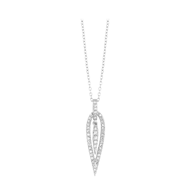 14K White Gold Diamond Drop Pendant With 18" Chain 31001170 | Shin Brothers*