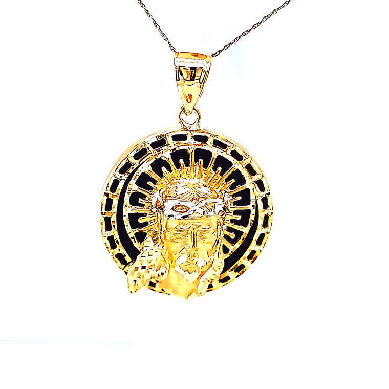  14K White And Yellow Gold Onyx Christ Head Charm 52002253 | Shin Brothers