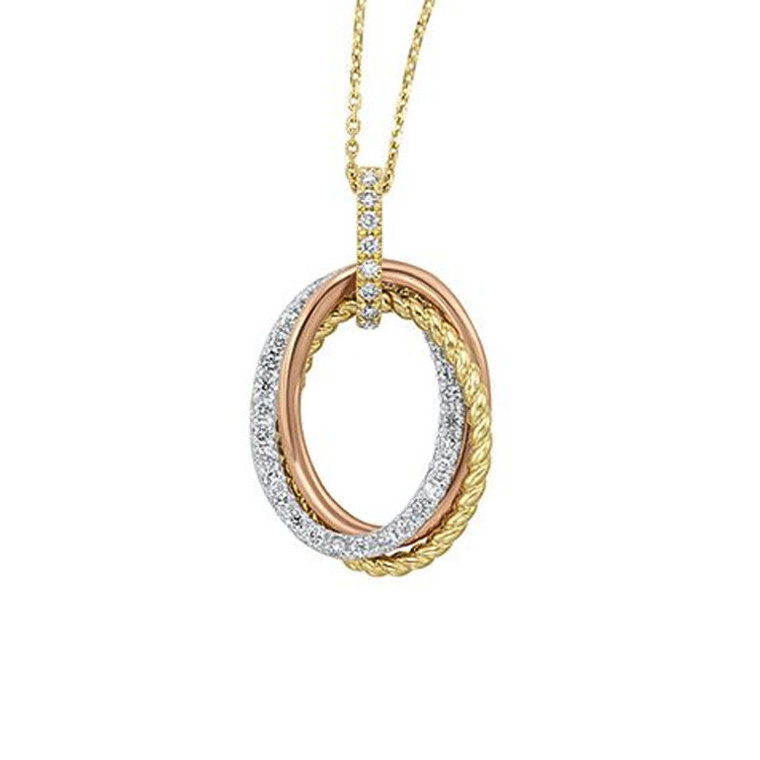 14K Tricolor Gold Diamond Triple Loop Necklace 31001166 | Shin Brothers*