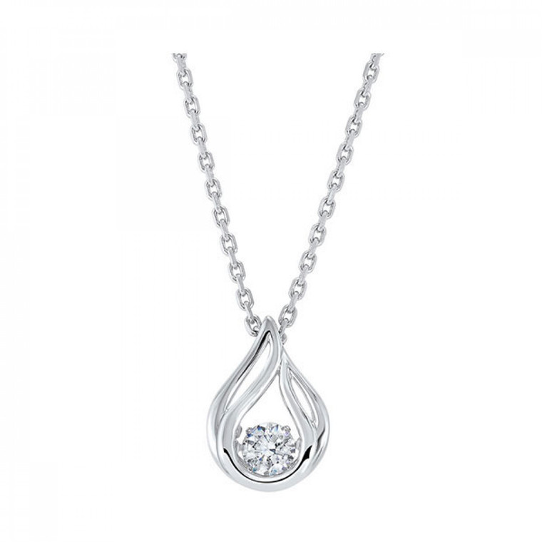 Sterling Silver CZ Drop Necklace with 18" Chain 82210232 | Shin Brothers*