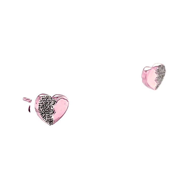  10K Pink Gold Heart Shape Diamond Stud Earrings 49000180 | Shin Brothers * 