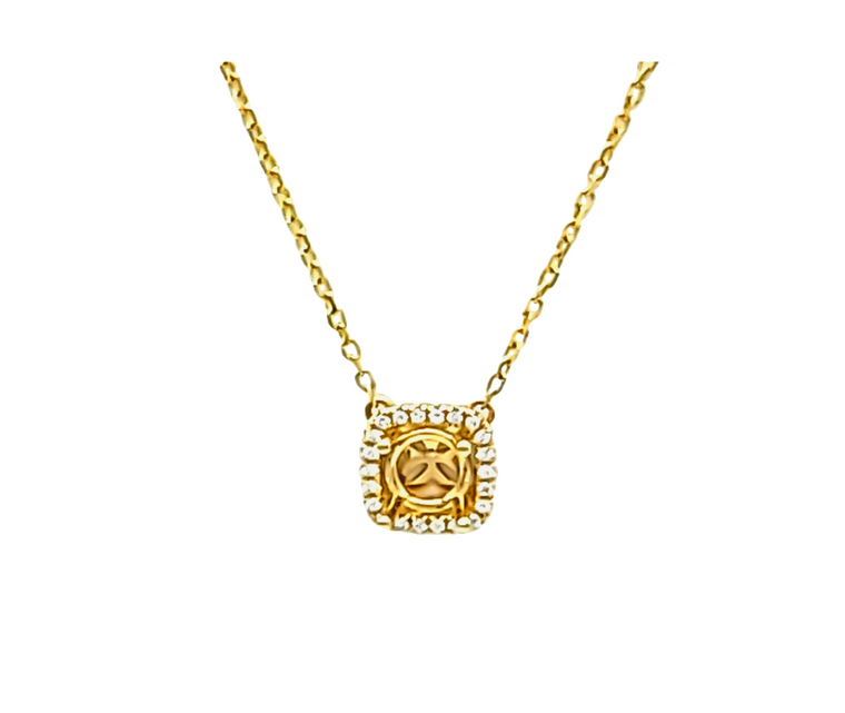 14K Yellow Gold Diamonds Helo Necklace Setting 31001176 | Shin Brothers* 