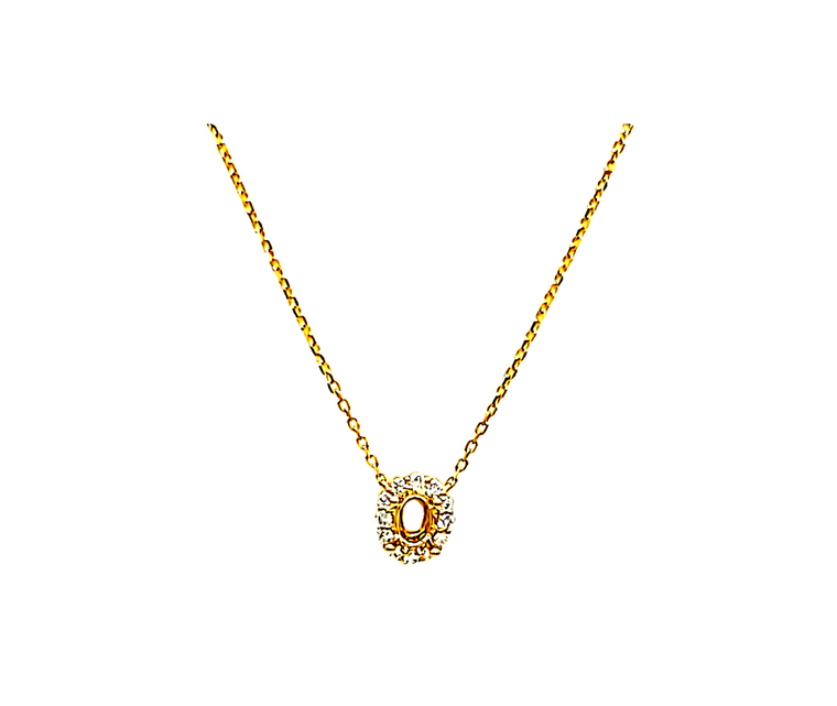 14K Yellow Gold Diamond oval Setting 18" Necklace 31001181 | Shin Brothers* 