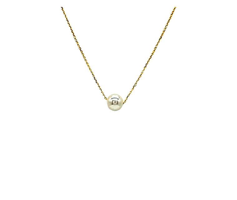 14K Yellow Gold White Floating Pearl 15"-16" Necklace 32000137 | Shin Brothers * 