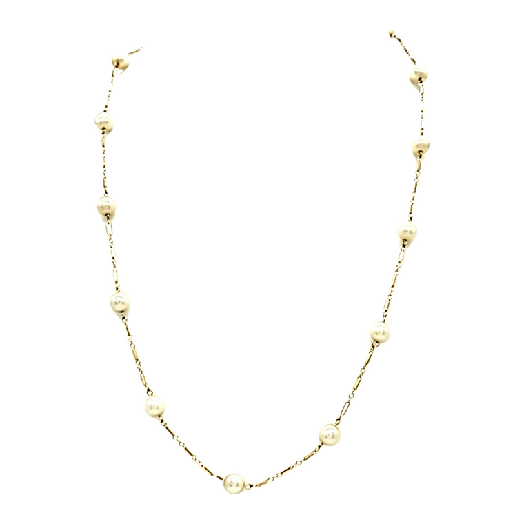 14K Yellow Gold 20" 6.5-millimeter Culture Pearl Necklace 32000696 | Shin Brothers 