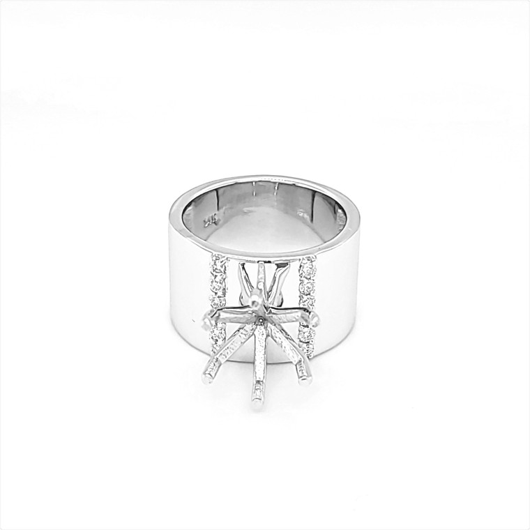 14K White Gold Six Prong Engagement Ring Setting with Diamonds 11006992 | Shin Brothers*