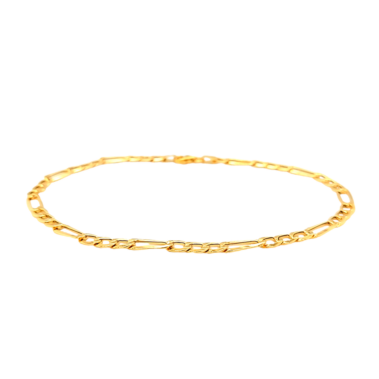 14K Yellow Gold 10" Figaro Anklet 20002095 | Shin Brothers* 