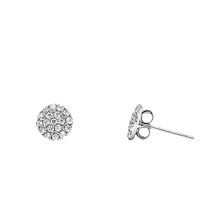 14K White Gold CZ Pavé Circle Stud Earrings 42003384 | Shin Brothers*