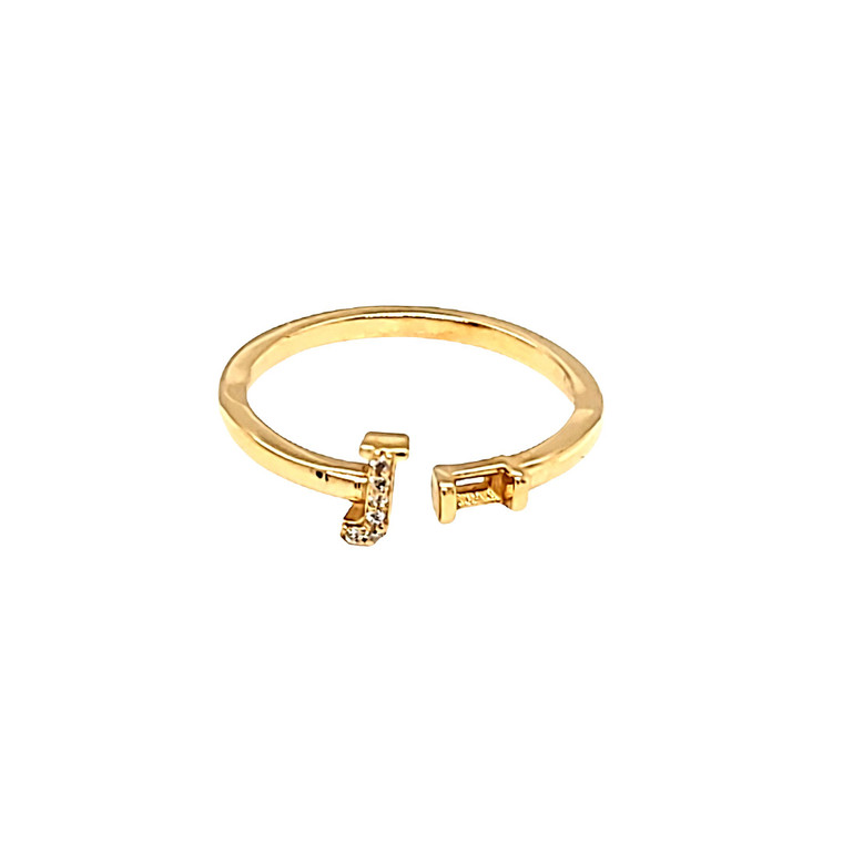 14K Yellow Gold Diamond Initial "J" Open Ring with Setting 11007013 | Shin Brothers*