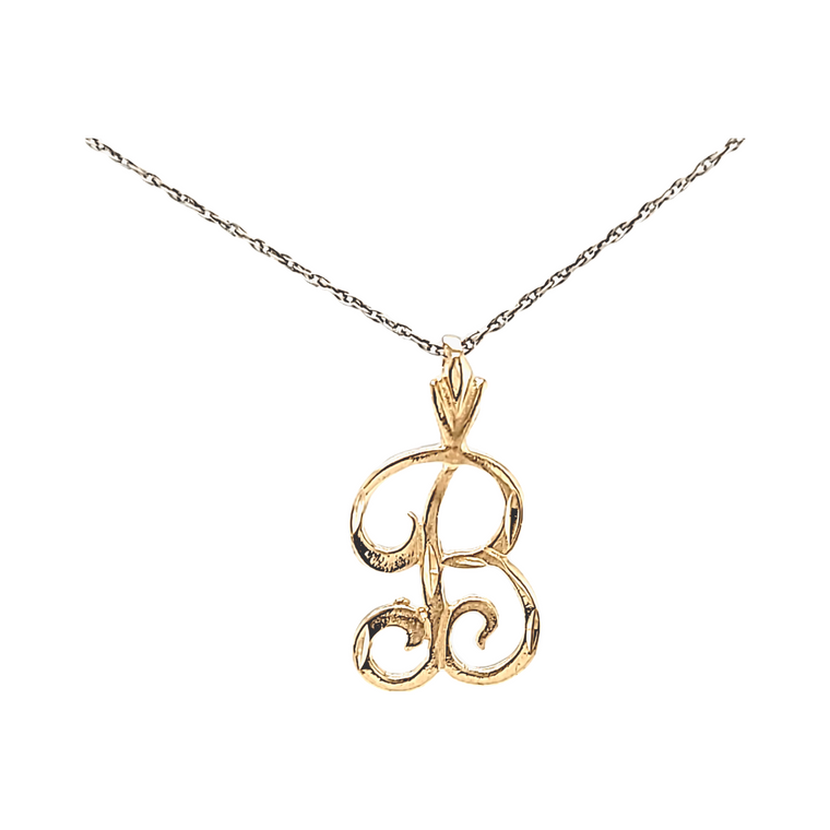  14K Yellow Gold Diamond Cut B Initial Charm 50004018 | Shin Brothers*