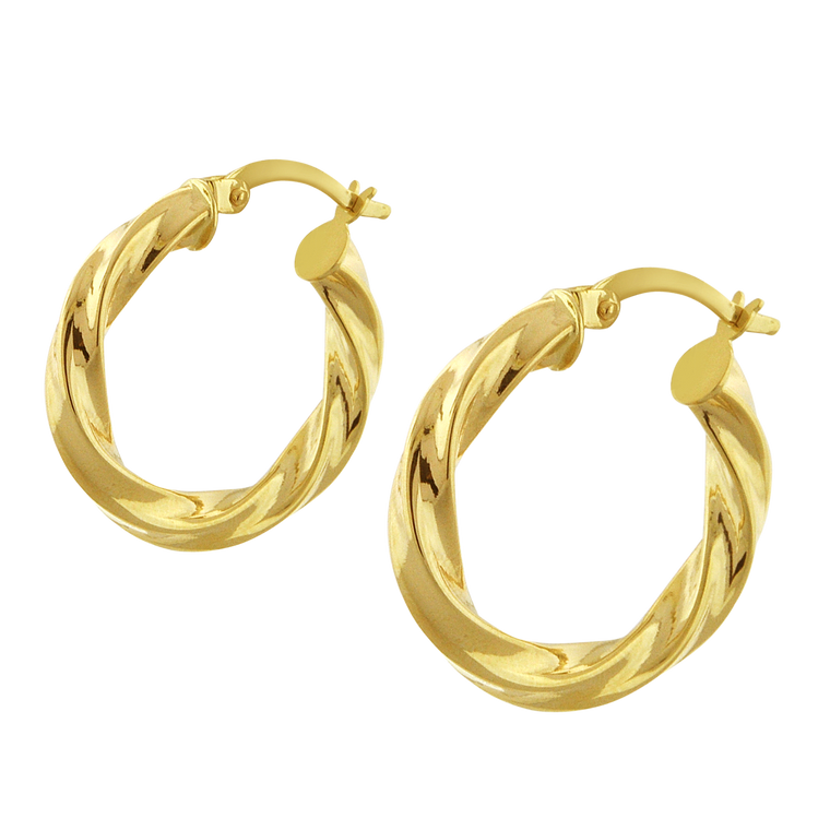 14K Yellow Gold Twisted Hoop Earrings 40003161 |  Shin Brothers*