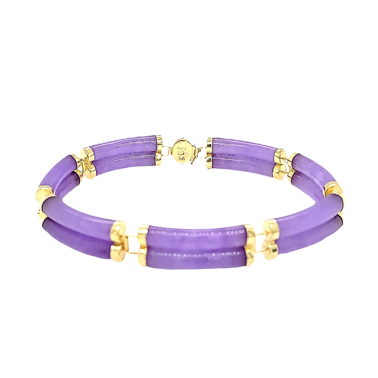 14K Yellow Gold Lavender Jade Bracelet 22000927 | Shin Brothers*