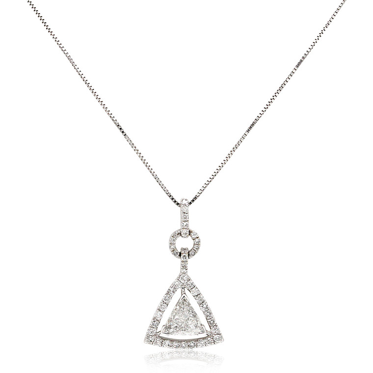 14K White Gold Trillion Cut Diamond Pendant  18" Necklace 31000881 | Shin Brothers*