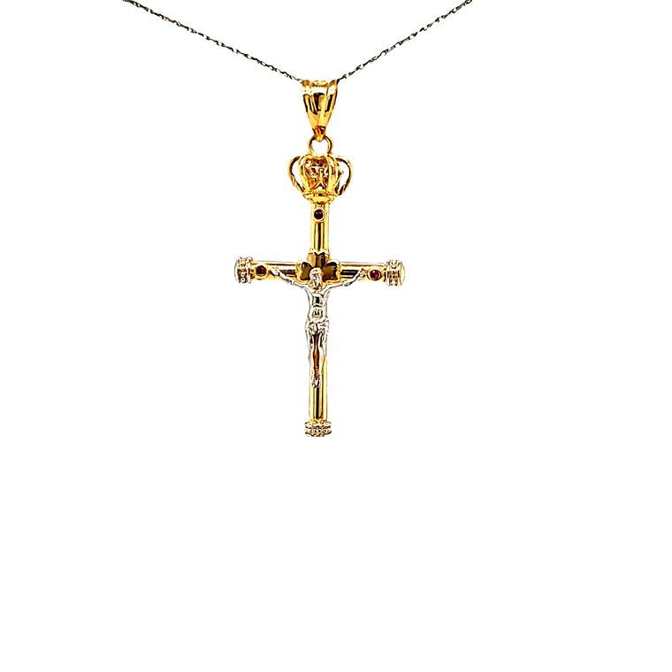 14K Two Tone Gold Crucifix Pendant 52002297 | Shin Brothers*