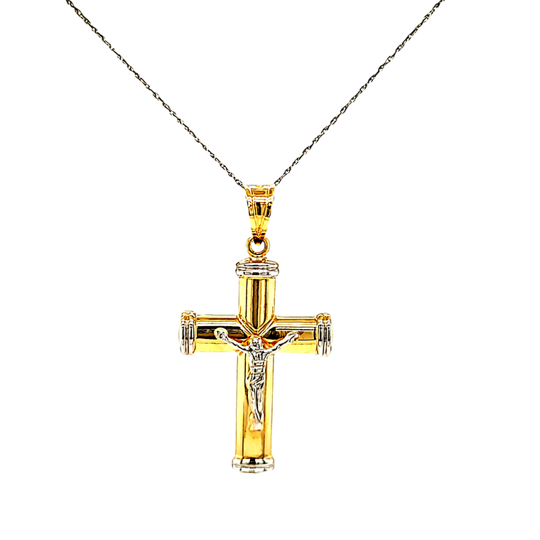 14K Two Tone Gold Crucifix Pendant 50004144 | Shin Brothers*