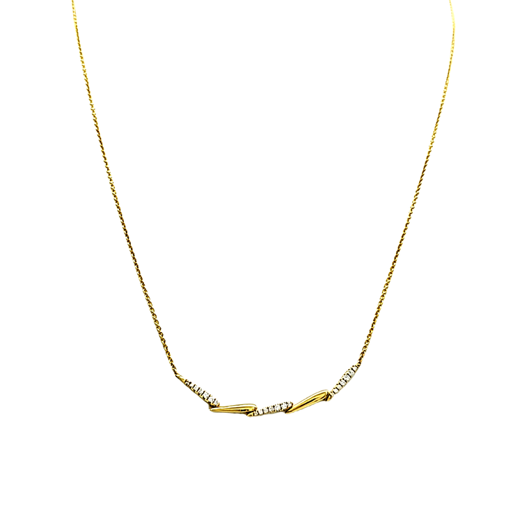 18K Yellow Gold Diamond Fancy Bar Necklace 31001200 | Shin Brothers*