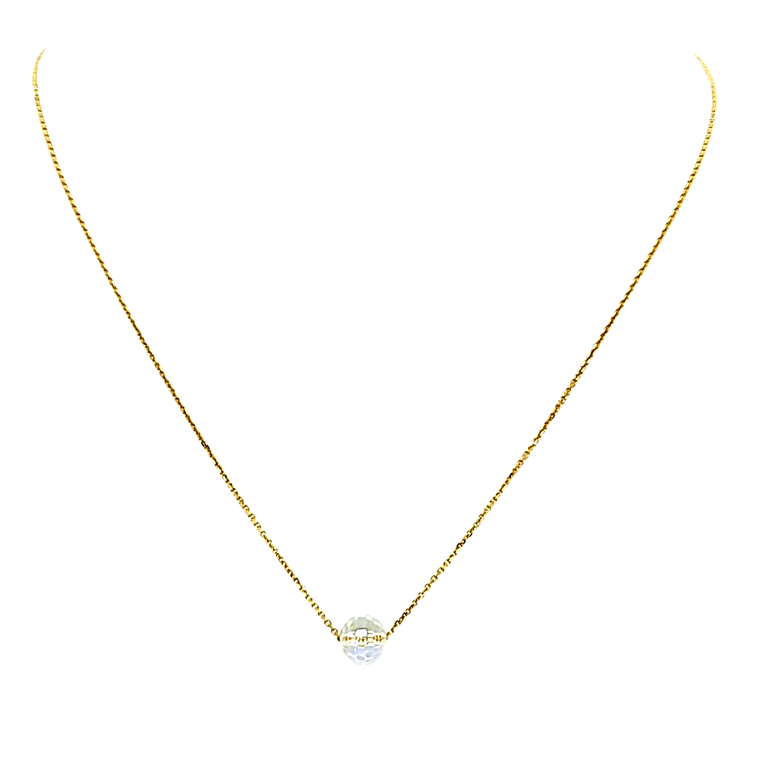 14K Yellow Gold Crystal Bead 18" Necklace 32000725| Shin Brothers*