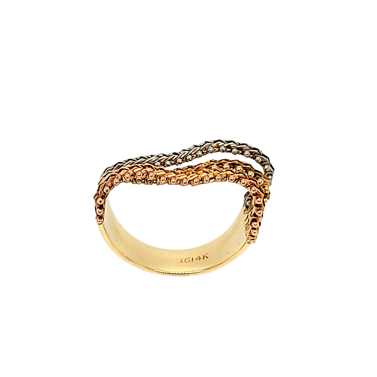 14K Tricolor Gold Flexible Ring 10017800 | Shin Brothers*