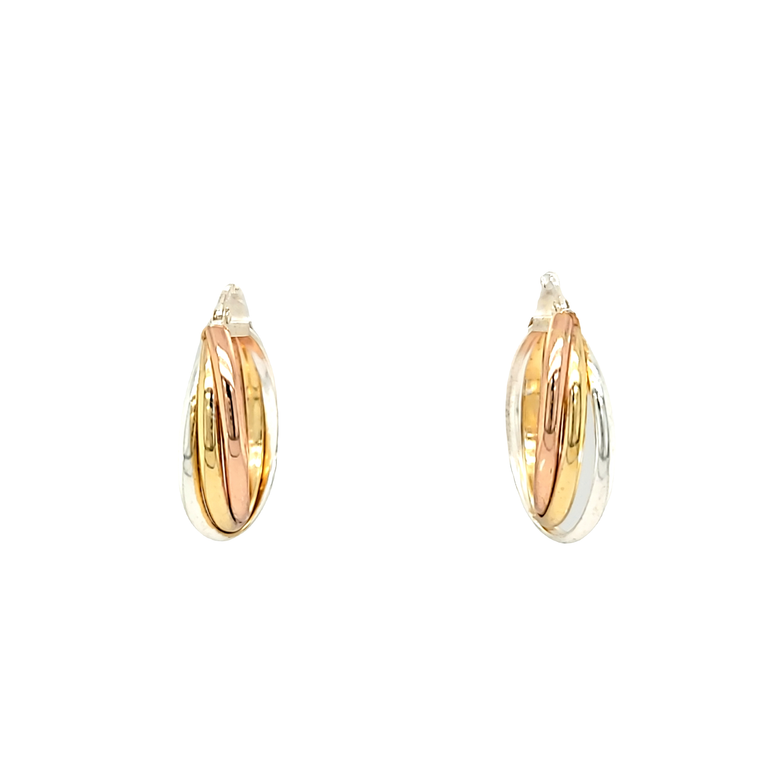 Tricolor Gold Plated Silver Triple Hoop Earrings 84010997 | Shin Brothers*