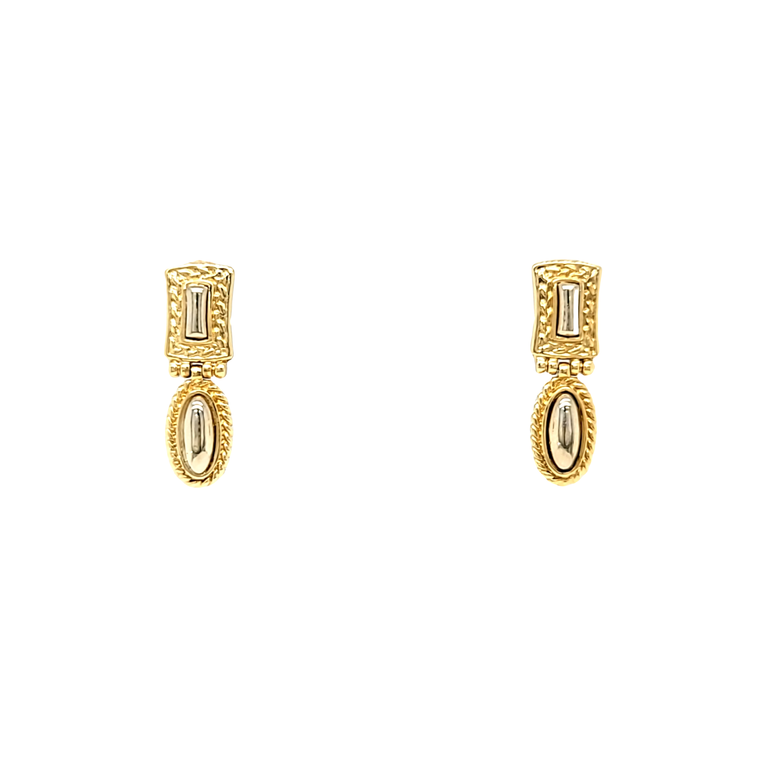 14K Two Tone Gold Fancy Drop Earrings 40002408 | Shin Brothers*