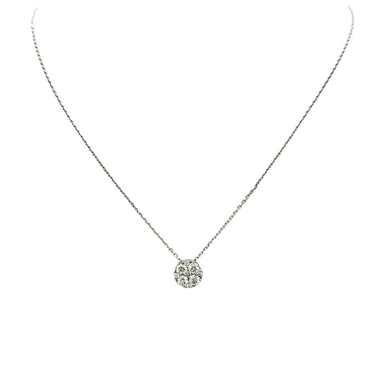 14K White Gold 3/4 ctw Diamond Cluster Necklace 31001208 | Shin Brothers*