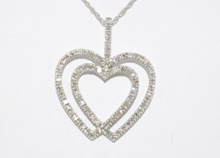 14K White Gold 1.00ct Diamond Heart Pendant 51001034 | Shin Brothers*