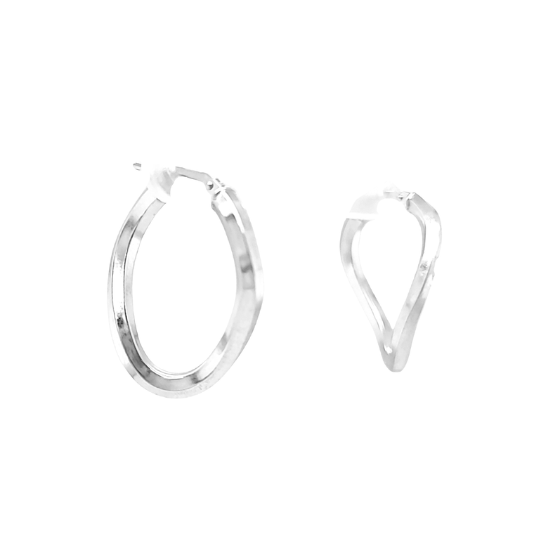 14K White Gold Twisted Oval Hoop Earrings 40003206 | Shin Brothers*