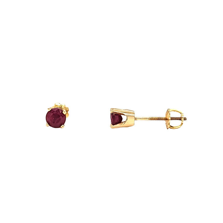 14K Yellow Gold Ruby Screw Back Stud Earrings 42001042 | Shin Brothers*