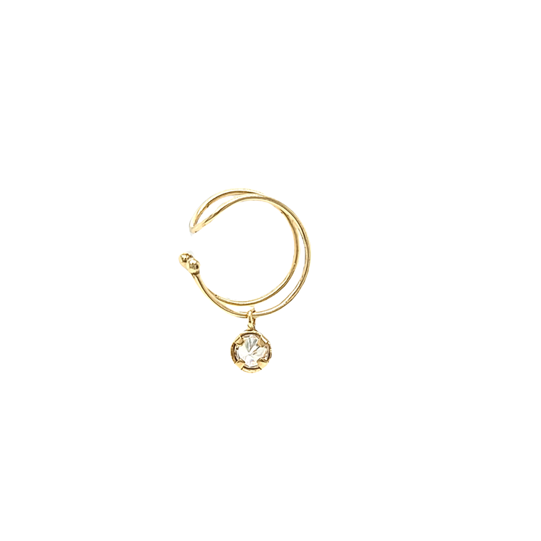 14K Yellow Gold CZ Charm Ear Cuff 40003209 | Shin Brothers*