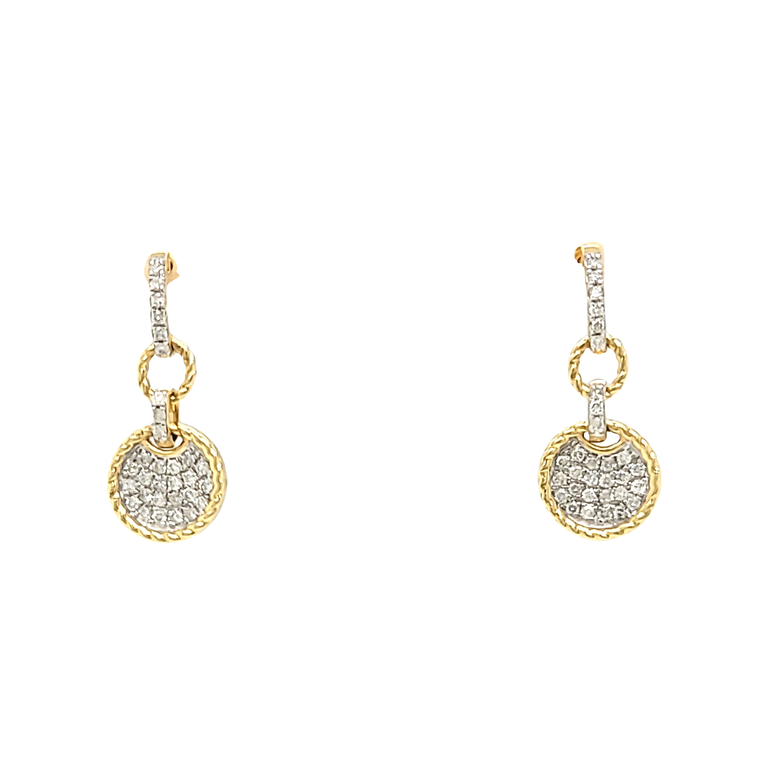 14K Yellow Gold Diamond Hanging Circle Earrings 41002664 | Shin Brothers*