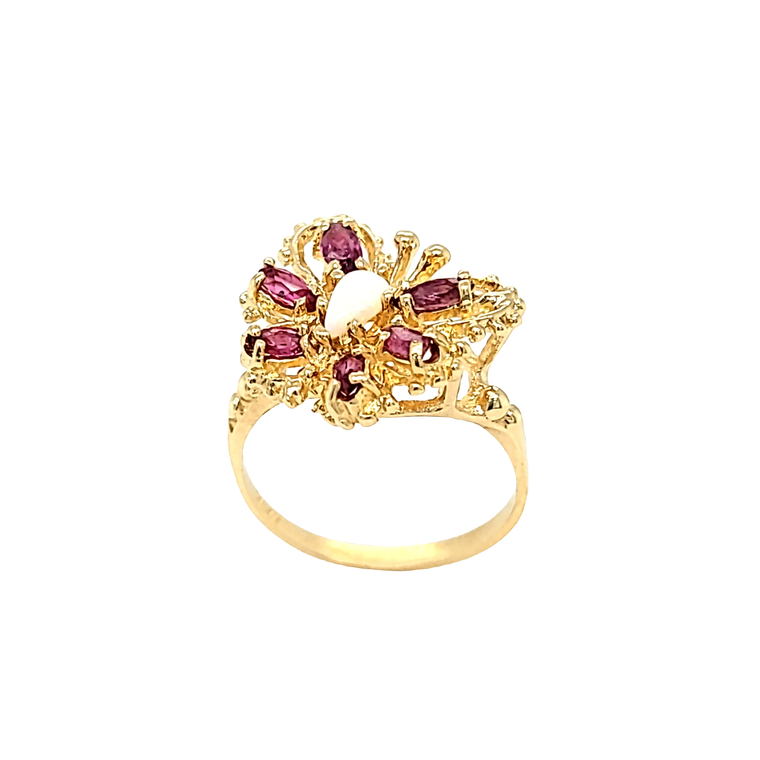 14K Yellow Gold Ruby Opal Butterfly Ring 12003148 | Shin Brothers*