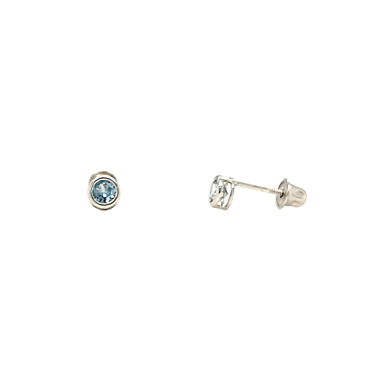 14K White Gold Synthetic Aquamarine Stud Earrings 42003427 | Shin Brothers*