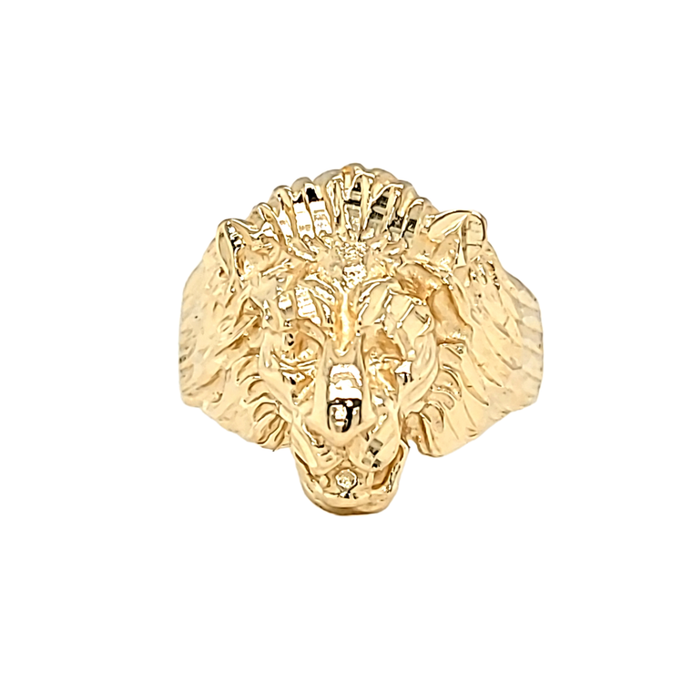 14K Yellow Gold Lion Head Ring 10000518 | Shin Brothers*