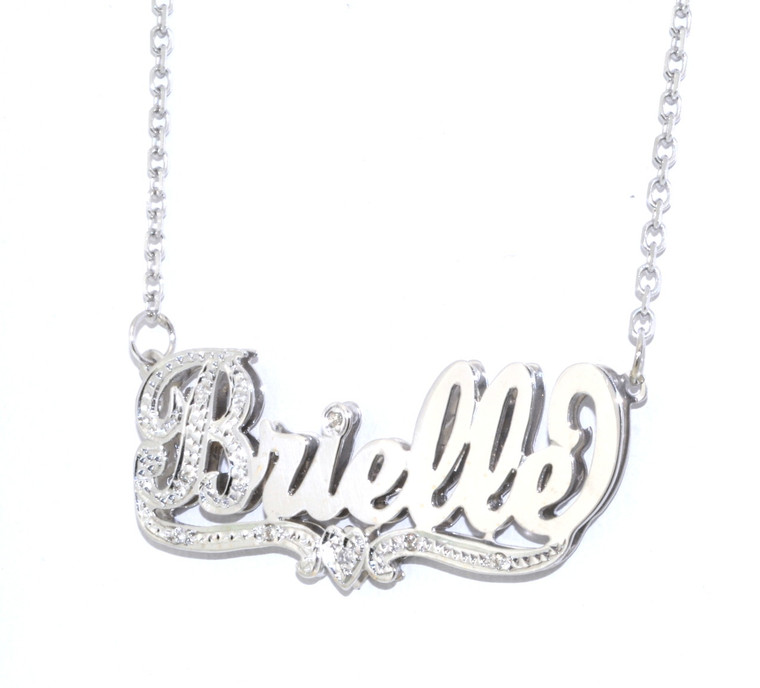 14K White Gold Diamond "Brielle" Nameplate Necklace 33300164 | Shin Brothers*