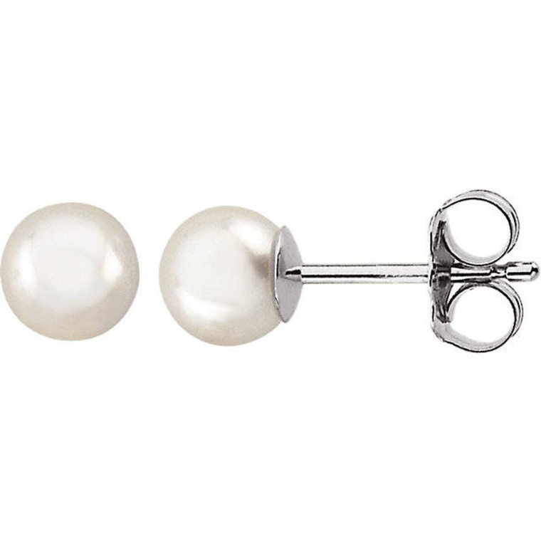 14K White Gold Pearl Stud Earrings 42001538 | Shin Brothers*