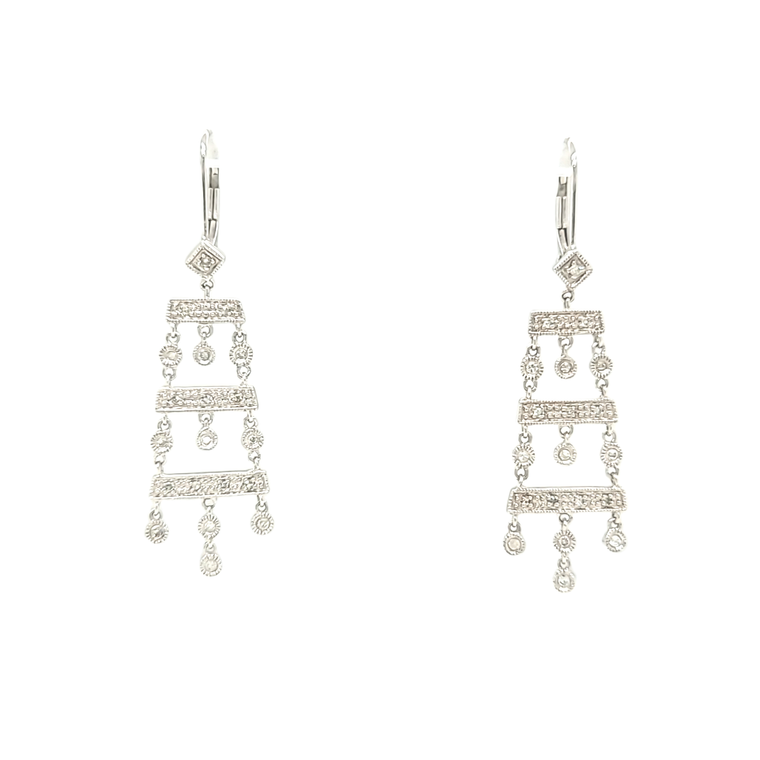 14K White Gold Diamond Hanging Curtain Earrings 41000644 | Shin Brothers*