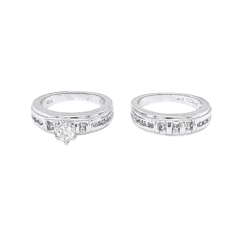 Sterling Silver CZ Bridal Set Of Two 81210417 | Shin Brothers*