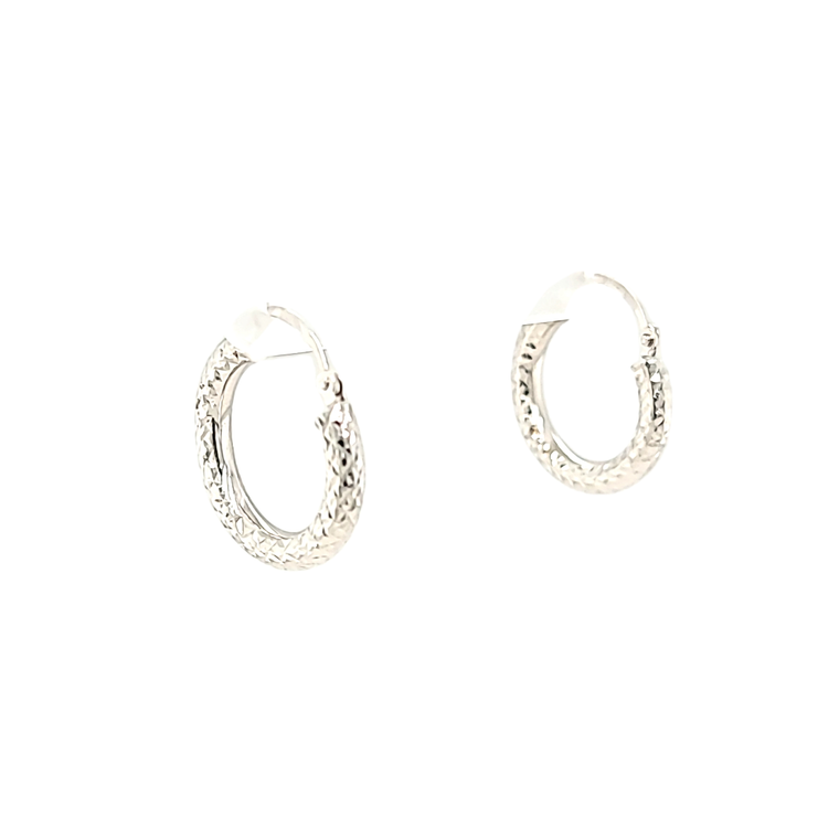 14K White Gold Textured Mini Hoop Earrings 40003227 | Shin Brothers*