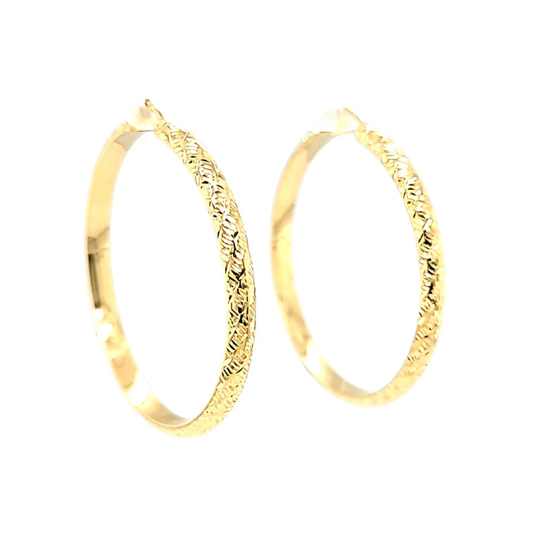 14K Yellow Gold Intricate Large Hoop Earrings 40003222 | Shin Brothers*