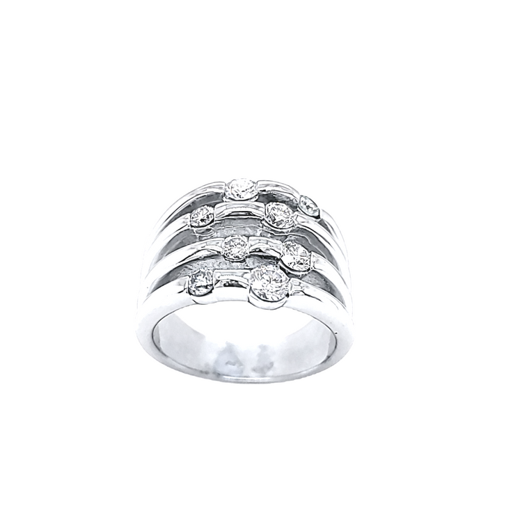 14K White Gold Diamond Speckled Four Rows Ring 11007066 | Shin Brothers*