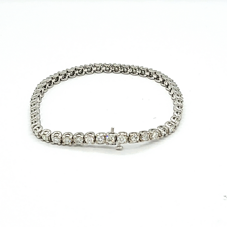 14K White Gold 7" Round 4-carat Diamond Tennis Bracelet | Shin Brothers*