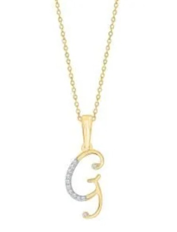 10K Yellow Gold Diamond G Initial Charm with 18" Chain 39000273| Shin Brothers* 