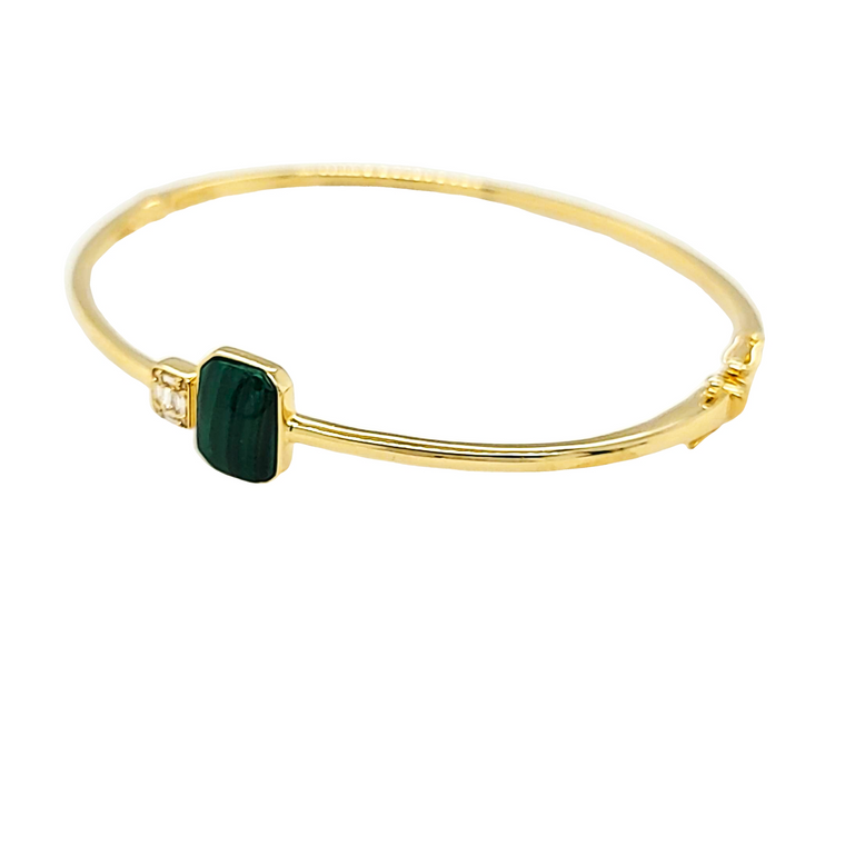 14K Yellow Gold Malachite Diamond Bangle 22000952 | Shin Brothers*