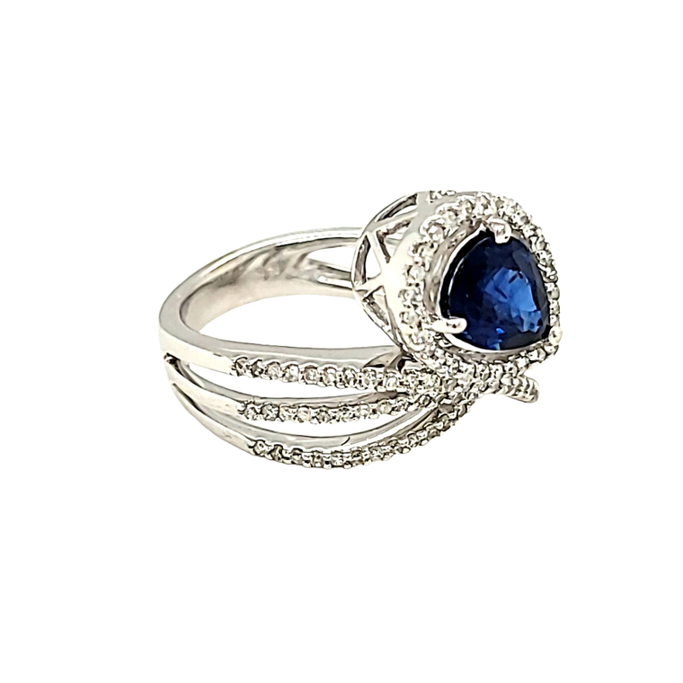 14K White Gold Fancy Sapphire Ring with Diamonds 12003173 | Shin Brothers* 