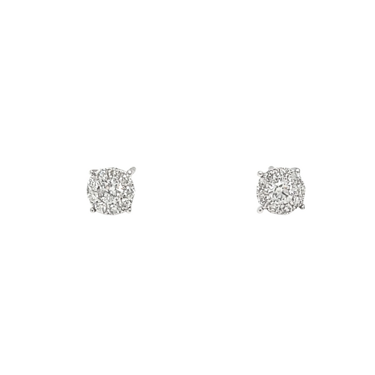 14K White Gold Pavé Set Diamond Round Stud Earrings 41002695 | Shin Brothers*